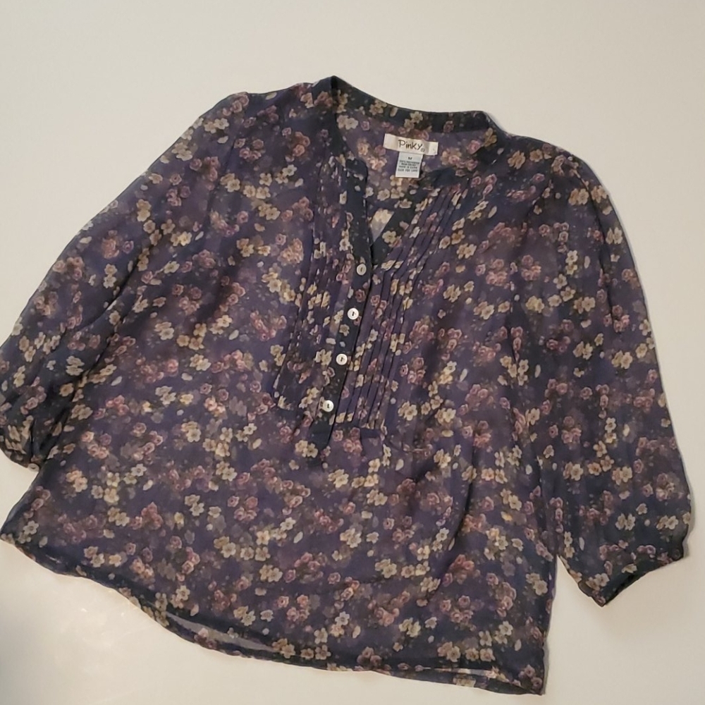 Pinky Floral 3/4 sleeve Blouse